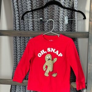 OshKosh B'gosh Red Long Sleeve Tee with Gingerbread Design